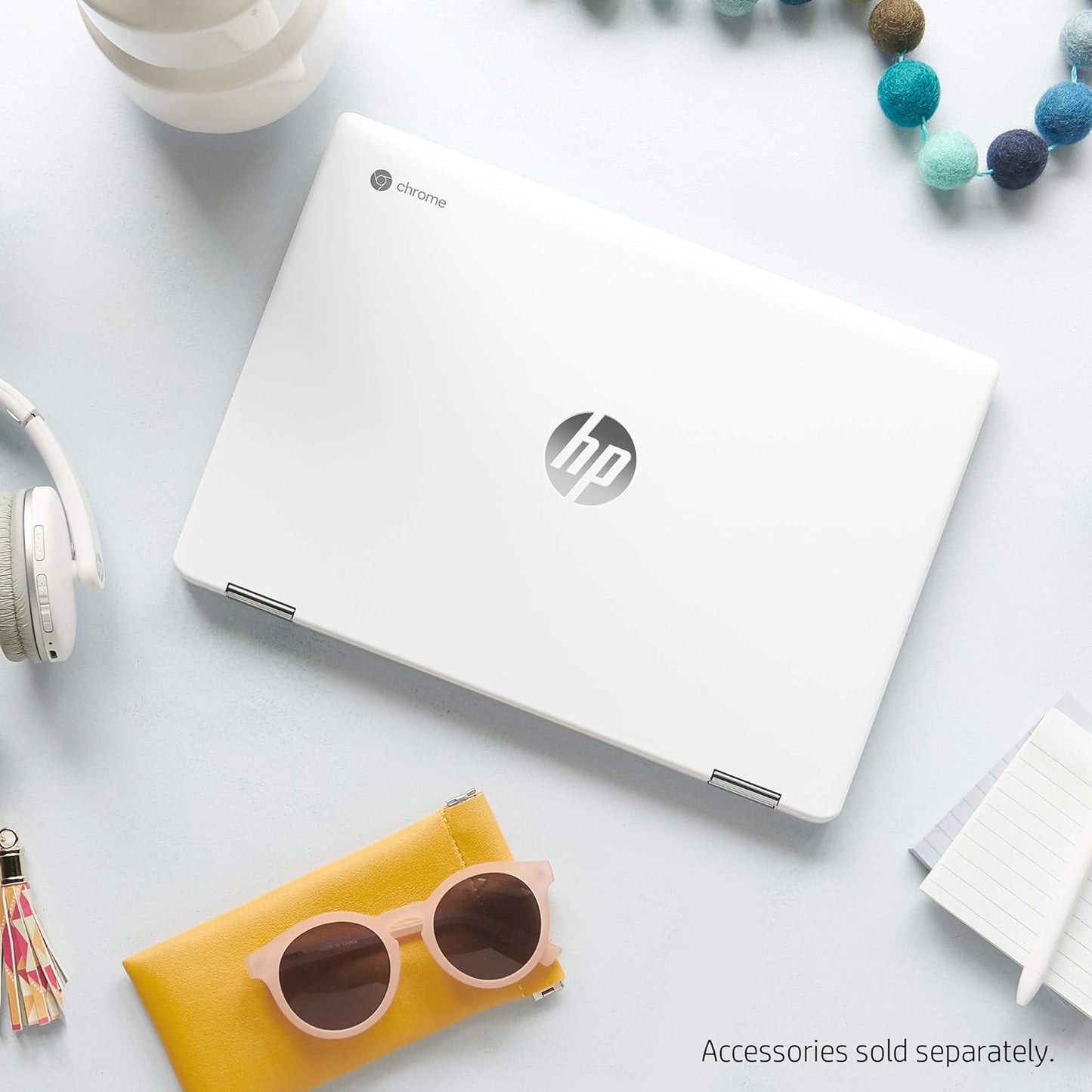 HP Chromebook x360 14-inch HD Touchscreen Laptop, Intel Celeron N4000, 4 GB RAM, 32 GB eMMC, Chrome (14b-ca0010nr, Ceramic White/Mineral Silver) with Space Grey Case Bag