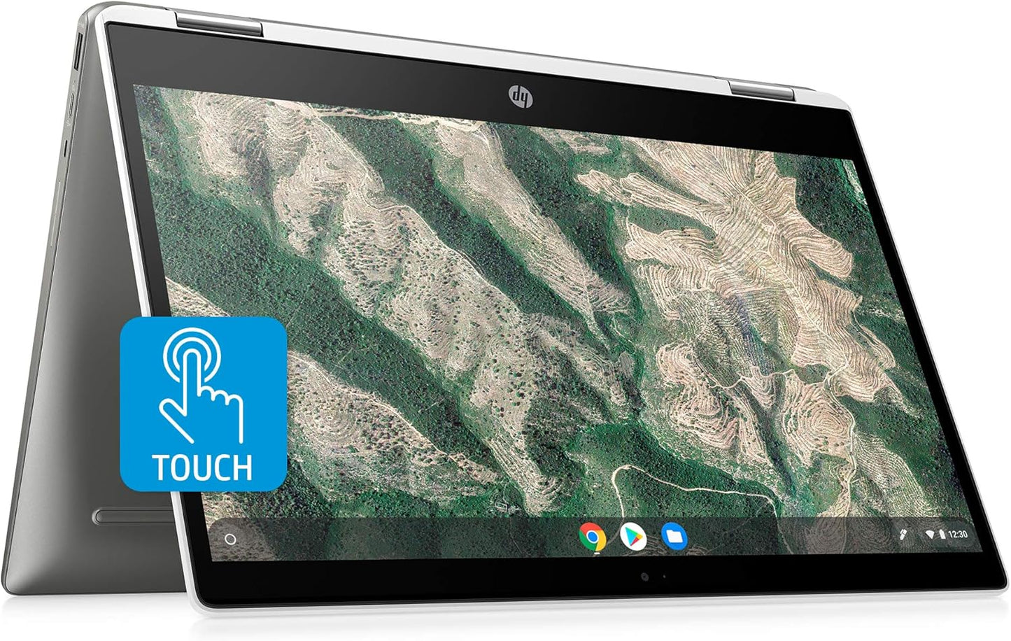 HP Chromebook x360 14-inch HD Touchscreen Laptop, Intel Celeron N4000, 4 GB RAM, 32 GB eMMC, Chrome (14b-ca0010nr, Ceramic White/Mineral Silver) with Space Grey Case Bag